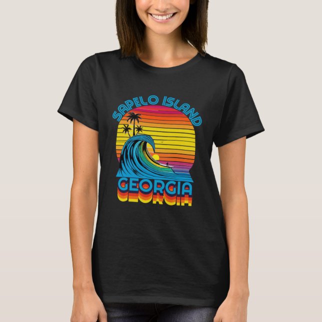 T-shirt Sapelo Island Georgia Retro Throwback Surf & plage (Devant)