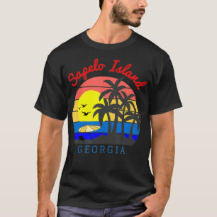 T-shirt Sapelo Island, Géorgie Couché de soleil rétro vin