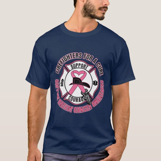 T-shirt Sapeurs-pompiers pour un cancer du sein de (Devant)