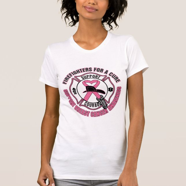 T-shirt Sapeurs-pompiers pour un cancer du sein de (Devant)