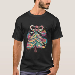 T-shirt Sapin de Noël Coquette Coloré Prépa Rose Noël