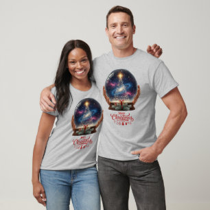 T-shirt Sapin de Noël Globe de Neige Galaxie Cosmique