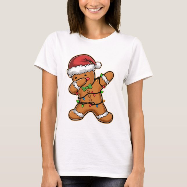 T-shirt Sapin de Noël Lumineux au Pain d'Épice Dabbing (Devant)