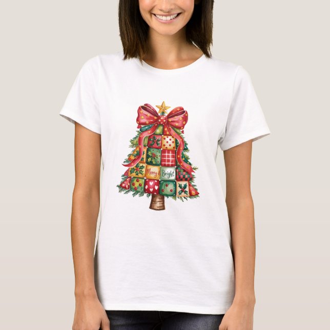 T-shirt Sapin de Noël patchwork Coquette Noël  (Devant)