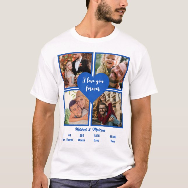 T-shirt Sapphire personnalisé 5e anniversaire 4 photo Coll (Devant)
