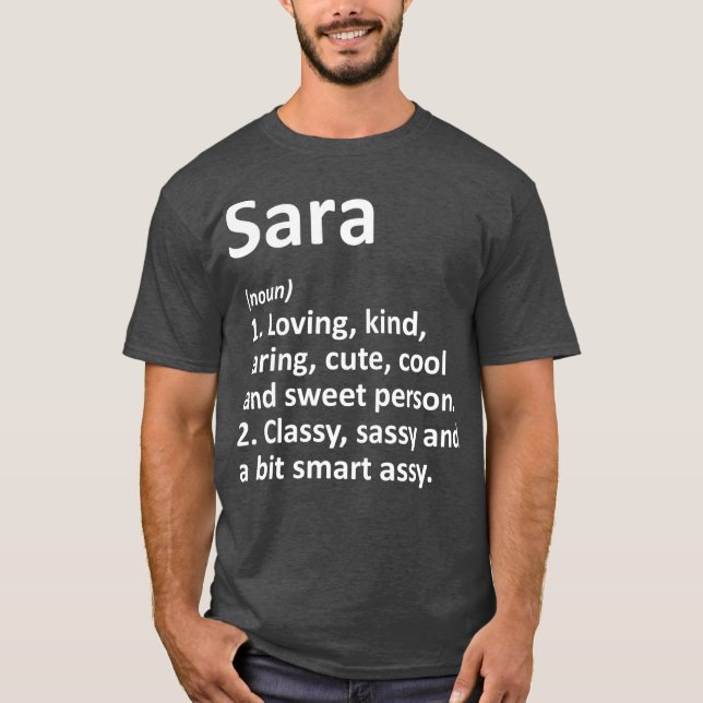 T-shirt SARA Définition Nom personnalisé Amusant Anniversa (Devant)