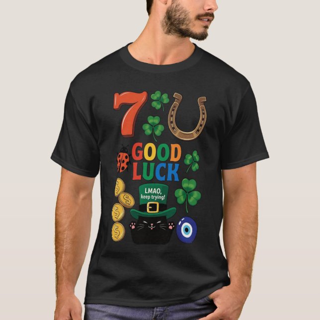 T-shirt Sarcastic black cat &Lucky charms (Devant)