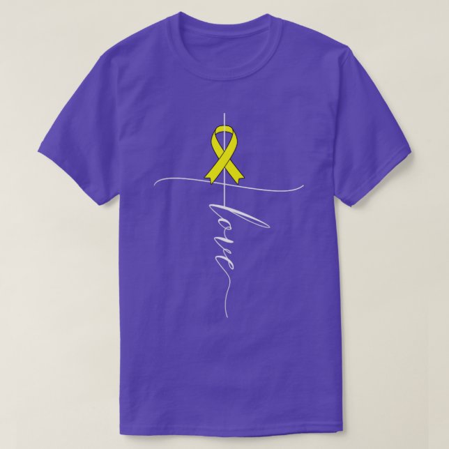 T-shirt Sarcome Cancer Sensibilisation Amour Ribbon jaune  (Design devant)