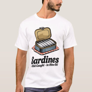 T-shirt Sardines Poisson épais Retro Été graphique pour ho