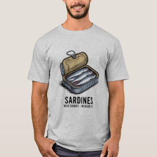 T-shirt Sardines Poisson épais Retro Été graphique pour ho