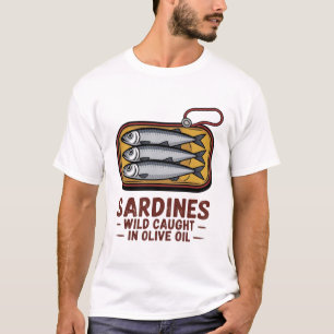 T-shirt Sardines Poisson épais Retro Été graphique pour ho