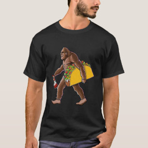 T-shirt Sasquatch Portant Un Taco Et Une Bouteille De Sauc