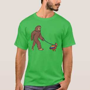 T-shirt Sasquatch Walking Parrot Bird amis rétro
