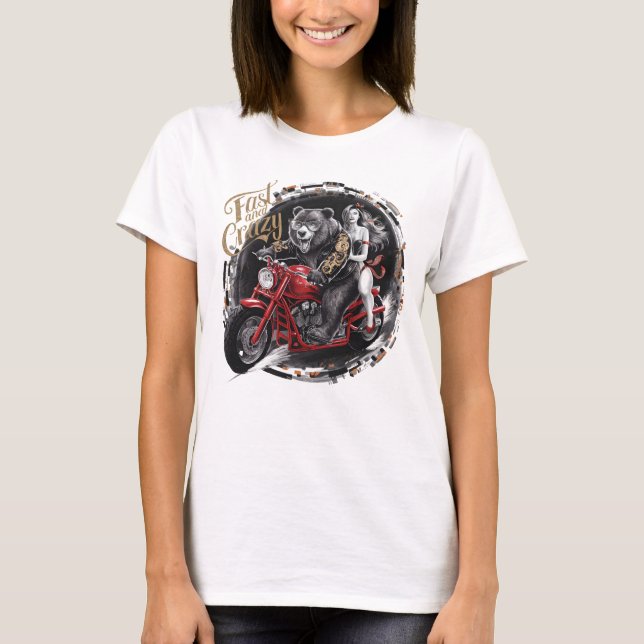 T-shirt Sasquatch Yeti bigfoot en moto (Devant)