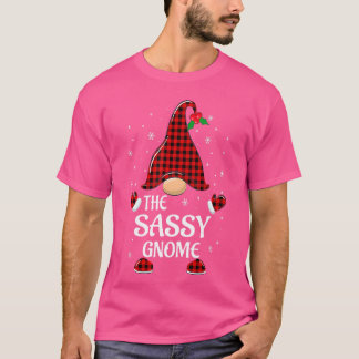 T-shirt Sassy Gnome Buffalo Plaid Matching Family Christma