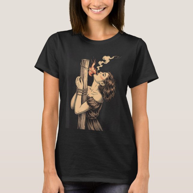 T-shirt Satan Devil Hell sorcière avec Flames Cigarette Oc (Devant)