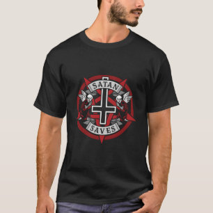T-shirt Satan Sauve Pentagram W Crâne Angels Invertis Cros