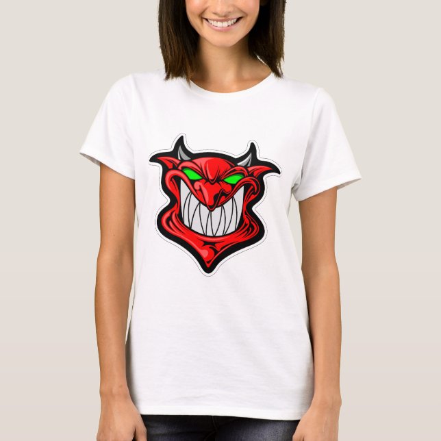 T-shirt satan tête visage démon de dessin (Devant)