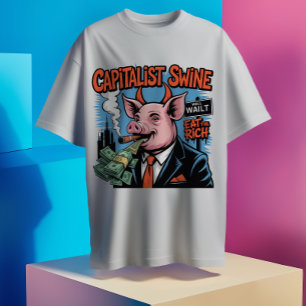 T-shirt satirique porcin capitaliste