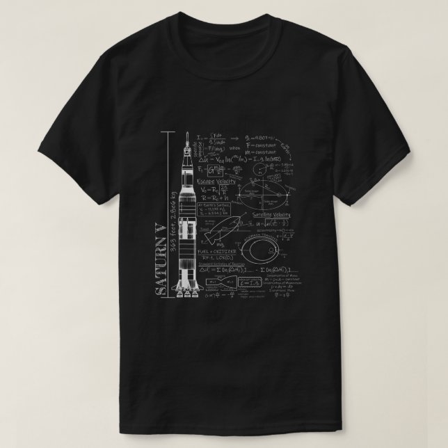 T-shirt Saturn V Saturn 5 Rocket Science Equations (Design devant)