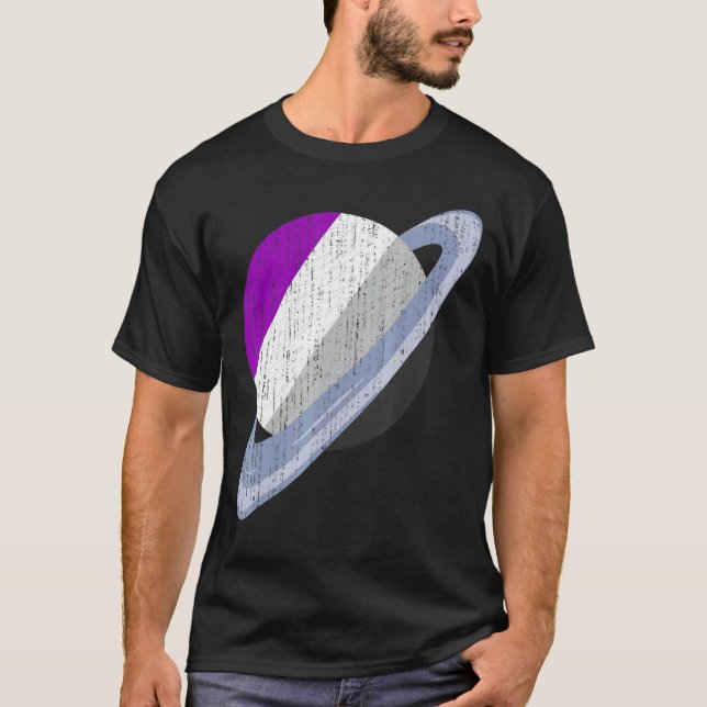 T-shirt Saturne Asexualité Drapeau Lgbt Ace Pride Mois Equ (Devant)