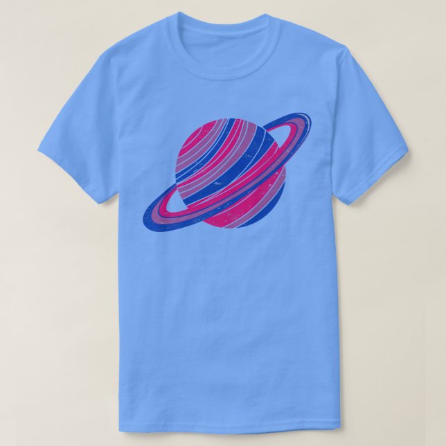 T-shirt Saturne Biseualité Drapeau LGBT Pride Queer Fière  (Design devant)