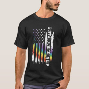 T-shirt Sauce Buffalo au poulet États-Unis Arc-en-ciel ave