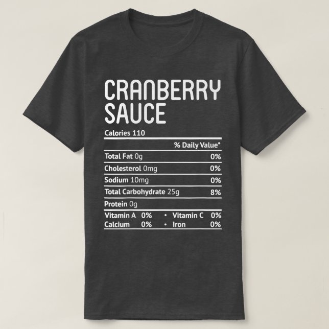 T-shirt Sauce canneberge Valeur nutritive (Design devant)