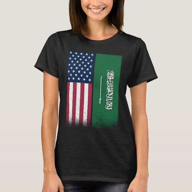 T-shirt Saudi Flag  USA And Saudi Arabia Flags Proud (Devant)