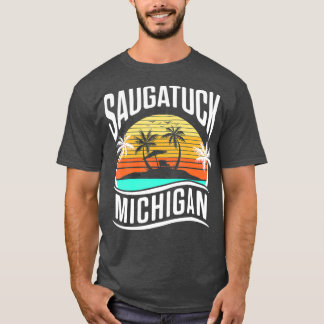 T-shirt Saugatuck Michigan Vintage Sunset Vacances
