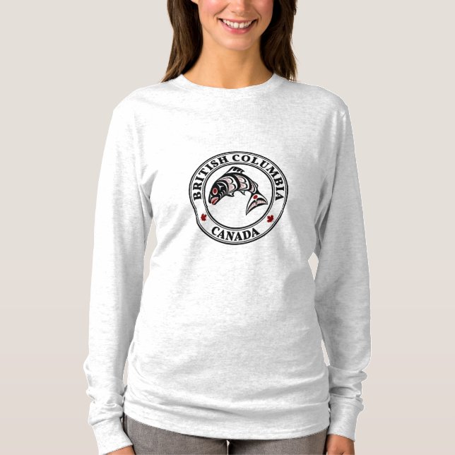 T-shirt Saumon d'art amérindien Red Black Haida (Devant)