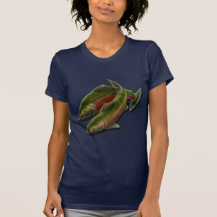 T-shirt Saumon Pêche Femme Pêcheuse Chemises Cadeaux
