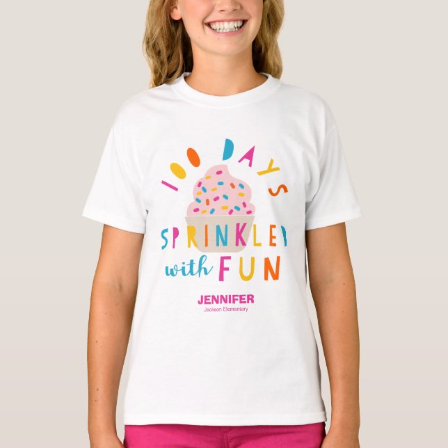 T-shirt Saupoudré de gâteau amusant 100 jours d'école (Devant)