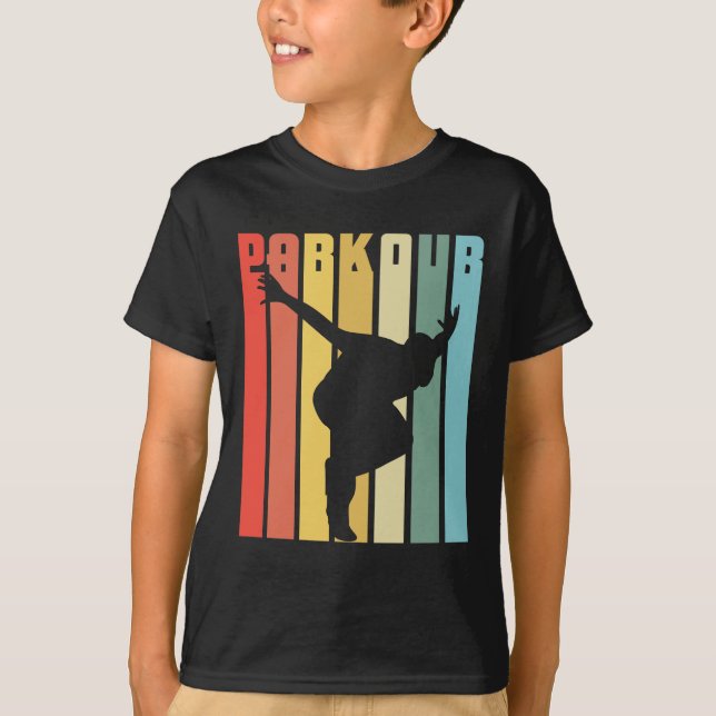 T-shirt Saut courant libre de rétro de Parkour ville de (Devant)