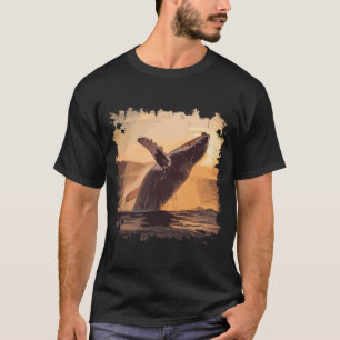 T-shirt Saut de baleine au coucher du soleil sur l'océan,
