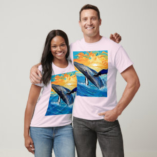 T-shirt Saut de coucher de soleil de baleine à bosse Art