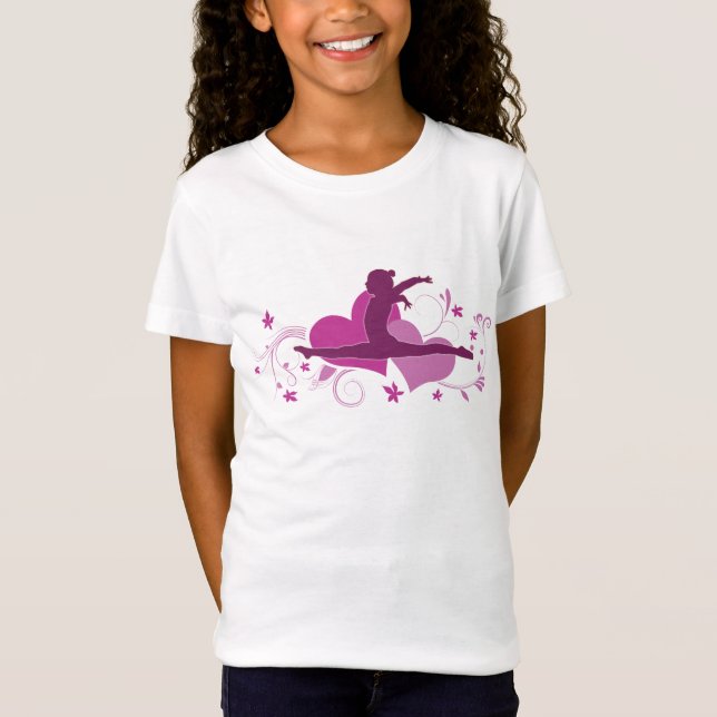 T-Shirt Saut rose de gymnastique de coeur (Devant)