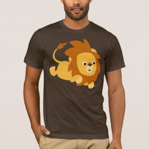 T-shirt sautant de lion de bande dessinée mignonn