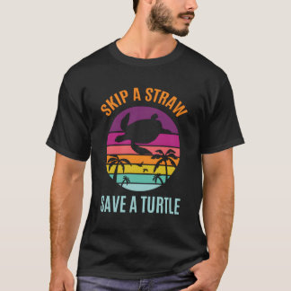 T-shirt Sauter La Paille En Plastique Pour Sauver Une Tort