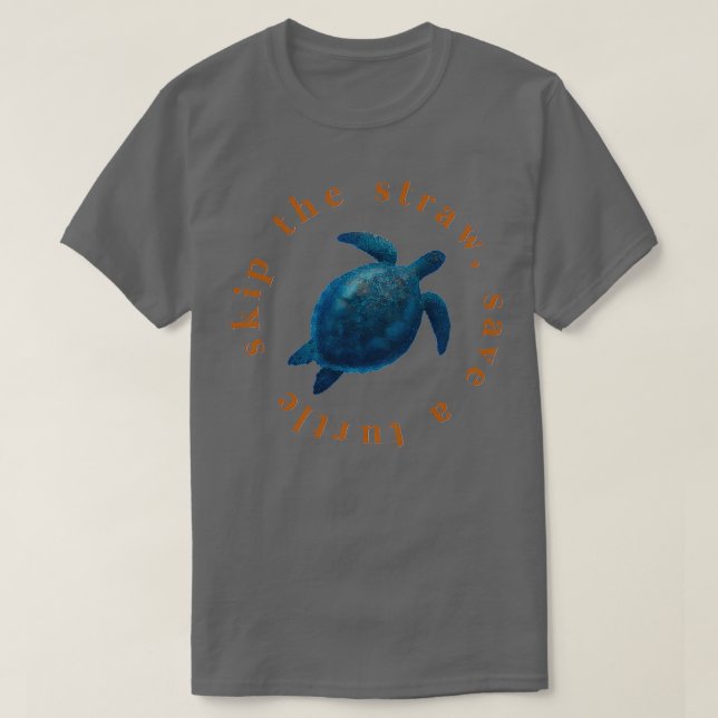 T-shirt Sauter la paille Sauver une tortue Ver (Design devant)