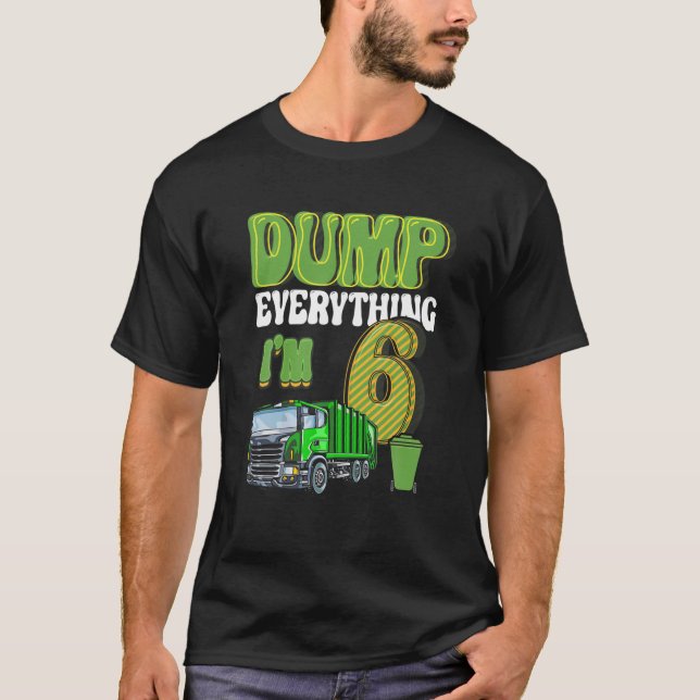 T-shirt Sauter tout J'ai 6 ans Garbage Truck 6Th B (Devant)