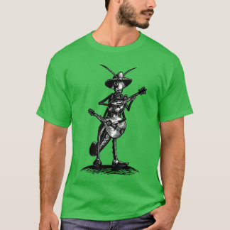 T-shirt Sauterelle rétro jouant de la guitare mandoline mu