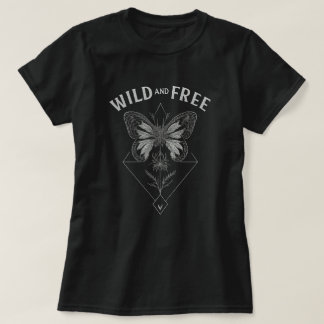 T-shirt Sauvage et Libre | Papillon Bohème Croquis Art Gra