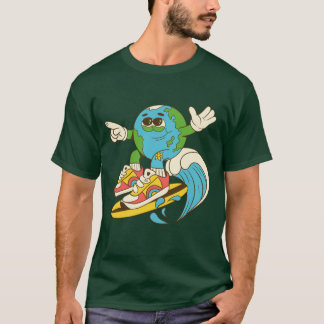 T-shirt Sauver la Planète Éco Vie Terre Durable Surf