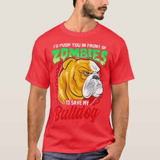 T-shirt Sauver mon chien bouledogue des zombies