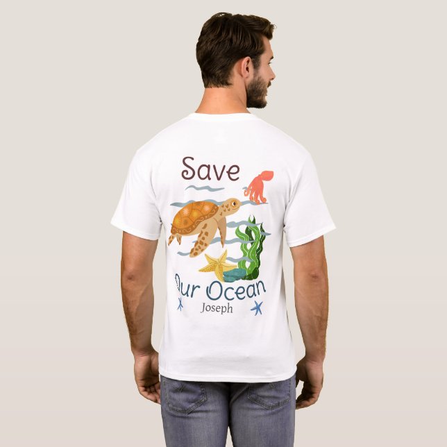 T-shirt sauver notre océan, jour des terres, aimer la terr (Dos entier)
