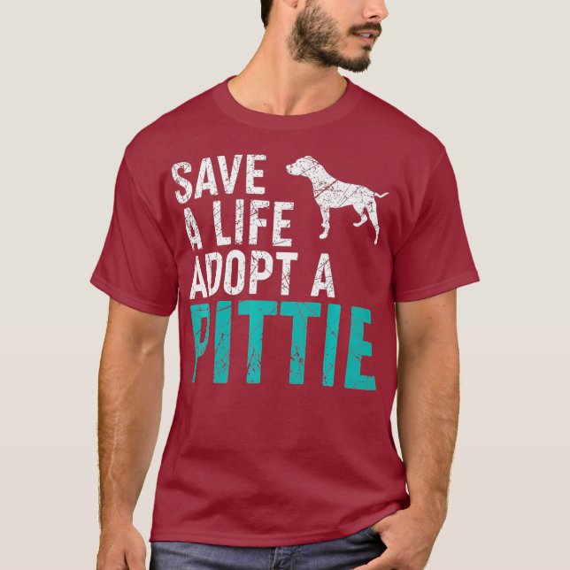 T-shirt Sauver une vie adopter un chien secourir Pittie Do (Devant)