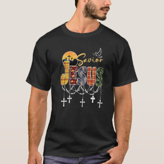 T-shirt Sauveur Jésus foi chrétienne Croix coucher de sole