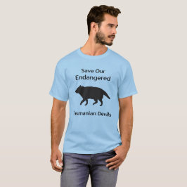 T-shirt Sauvez en danger Tasmanien diable noir Silhouette