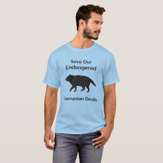 T-shirt Sauvez en danger Tasmanien diable noir Silhouette